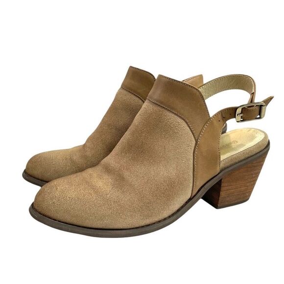 Chocolat Blu Abis suede Backless Booties Size 6.5 tan boho western chic - Picture 2 of 13